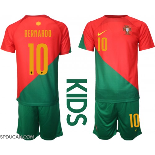Dječji Nogometni Dres Portugal Bernardo Silva #10 Domaci SP 2022 Kratak Rukav (+ Kratke hlače)